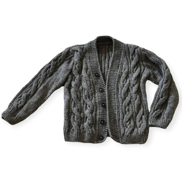 NWOT!  Gorgeous Unisex Grey Wool Cardigan - Size 6-8YO - Picture 1 of 8